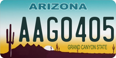 AZ license plate AAG0405