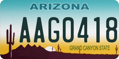 AZ license plate AAG0418