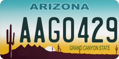 AZ license plate AAG0429