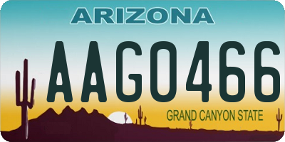 AZ license plate AAG0466