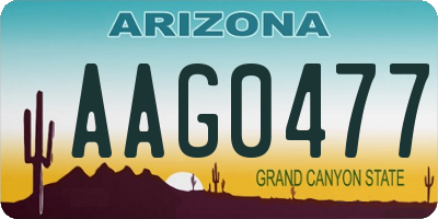 AZ license plate AAG0477