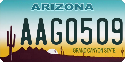 AZ license plate AAG0509