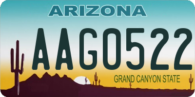 AZ license plate AAG0522