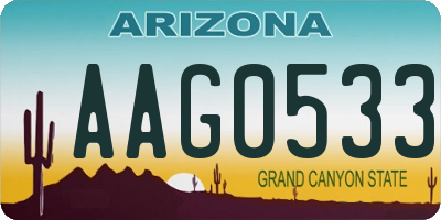 AZ license plate AAG0533