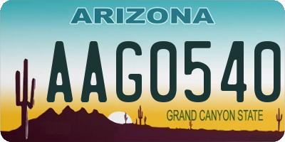 AZ license plate AAG0540
