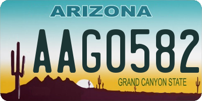 AZ license plate AAG0582