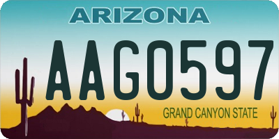 AZ license plate AAG0597