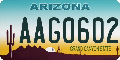 AZ license plate AAG0602
