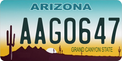 AZ license plate AAG0647