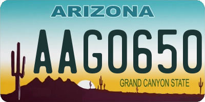 AZ license plate AAG0650