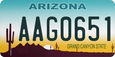 AZ license plate AAG0651
