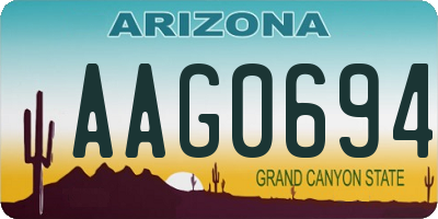 AZ license plate AAG0694
