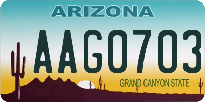 AZ license plate AAG0703