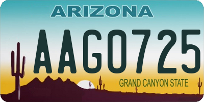 AZ license plate AAG0725