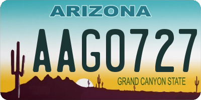 AZ license plate AAG0727