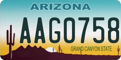AZ license plate AAG0758