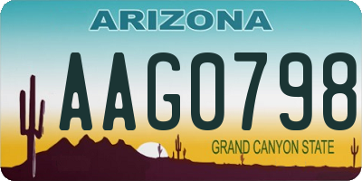 AZ license plate AAG0798