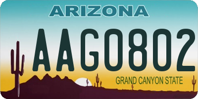 AZ license plate AAG0802