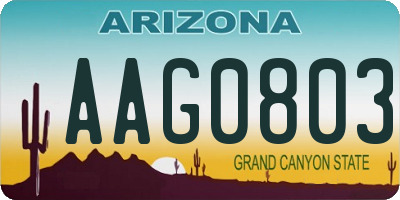AZ license plate AAG0803