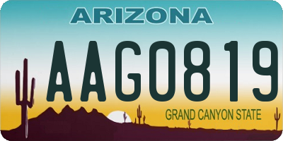 AZ license plate AAG0819