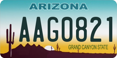 AZ license plate AAG0821