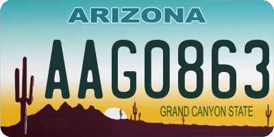 AZ license plate AAG0863