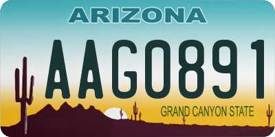 AZ license plate AAG0891