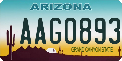 AZ license plate AAG0893