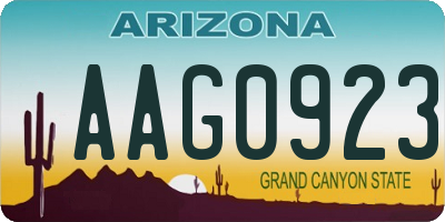 AZ license plate AAG0923
