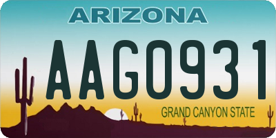 AZ license plate AAG0931
