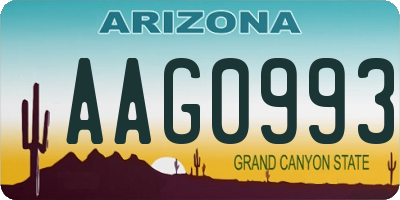 AZ license plate AAG0993