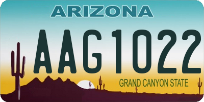 AZ license plate AAG1022