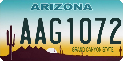 AZ license plate AAG1072