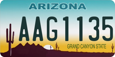AZ license plate AAG1135