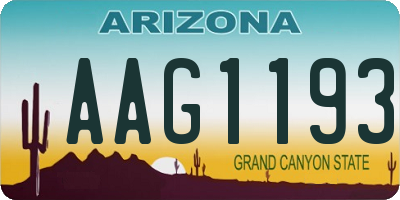 AZ license plate AAG1193