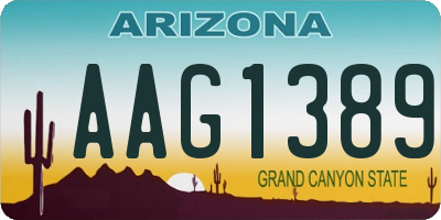 AZ license plate AAG1389