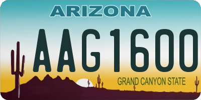 AZ license plate AAG1600