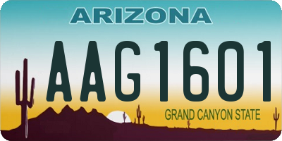 AZ license plate AAG1601