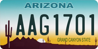 AZ license plate AAG1701
