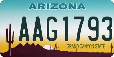 AZ license plate AAG1793