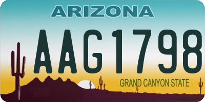 AZ license plate AAG1798