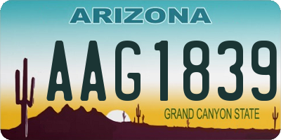 AZ license plate AAG1839