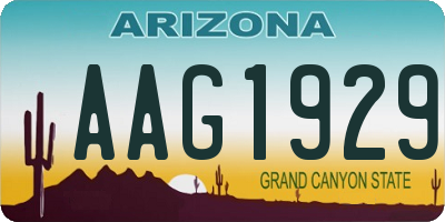 AZ license plate AAG1929