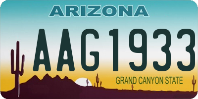 AZ license plate AAG1933