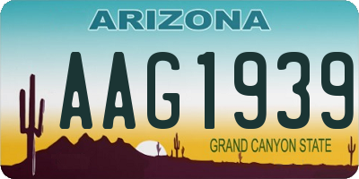 AZ license plate AAG1939