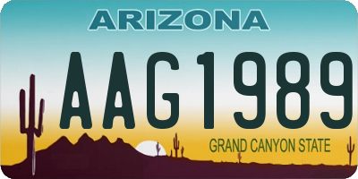 AZ license plate AAG1989