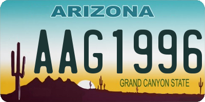 AZ license plate AAG1996