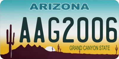 AZ license plate AAG2006