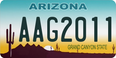 AZ license plate AAG2011