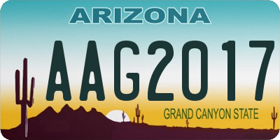 AZ license plate AAG2017
